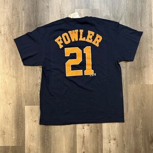 Majestic Navy T-Shirt with Orange Lettering